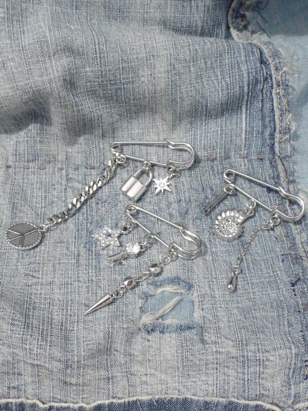 Hand Crafted Safty Pin Brooch SET OF 3
